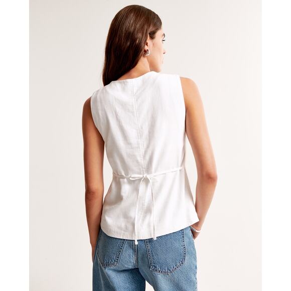 Abercrombie & Fitch Mara Linen-Blend Button-Through Vest - S - Picture 3 of 3